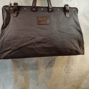 Line Of Trade Grey Canvas Travel Bag with Brown Leather Accents